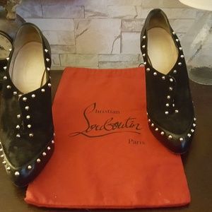 Black sweade Christian Louboutin with leather trim